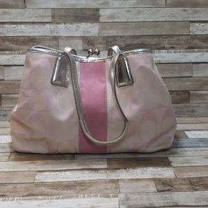 Large Coach pink and silver handbag